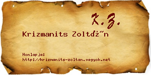 Krizmanits Zoltán névjegykártya